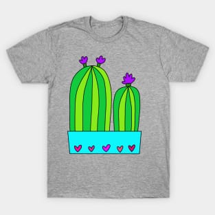 Cute Cactus Design #20: 2 Flower Comb Cacti T-Shirt